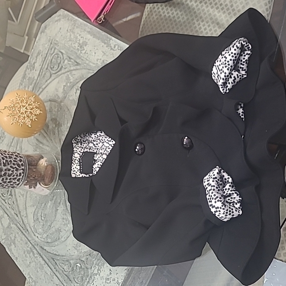 ROSS Mayer Black Ruffled 2 Button Blazer Jacket Size 6 - Picture 1 of 7